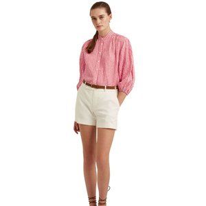 Lauren Ralph Lauren Gingham Linen Puff-Sleeve Shirt sz8 NWT